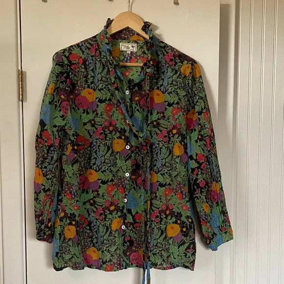 Floral Button Down Shirt by Maeve - Multicolor - Picture 3 of 8